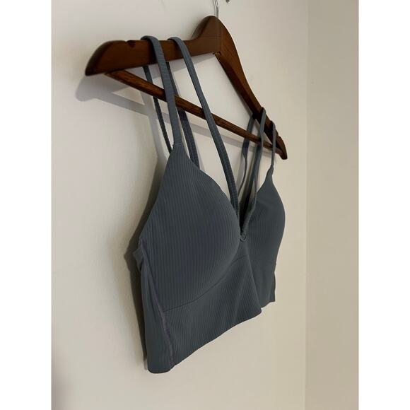 Lululemon Like a Cloud Strappy Longline Ribbed Bra Light Support B/C Cup Gray 8 - Picture 4 of 9